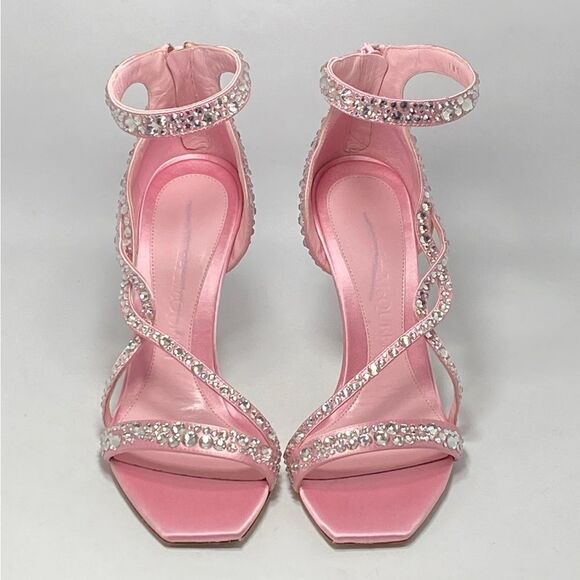Alexander McQueen Crystal Satin Ankle-Cuff Cocktail Sandals size 36.5 - Picture 4 of 13